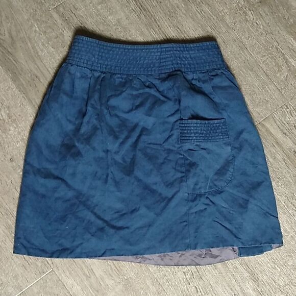 J Crew Dorrie Linen Blend Navy Button Mini Skirt 0 - Picture 4 of 6